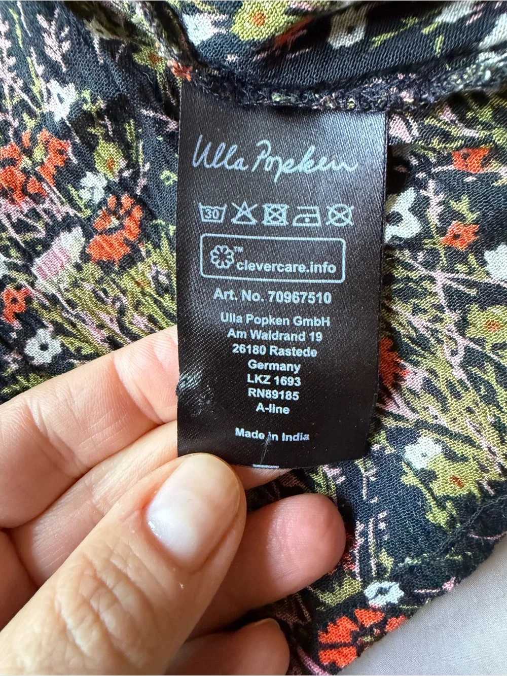 Ulla Popken Womens Floral Dress Size 16/18 Black Fall Boho Whimsigoth Dark Fairy